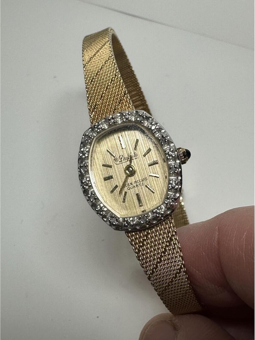Vintage Dufonte Lucien Piccard Diamond Accent 17mm Womens Quartz Watch